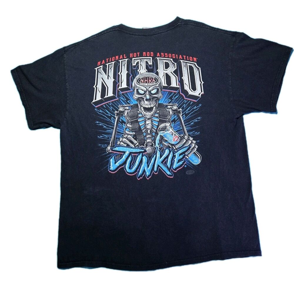 Men's Vintage Gildan NHRA Championship Drag Racing Nitro Junkie Skull T-Shirt XL